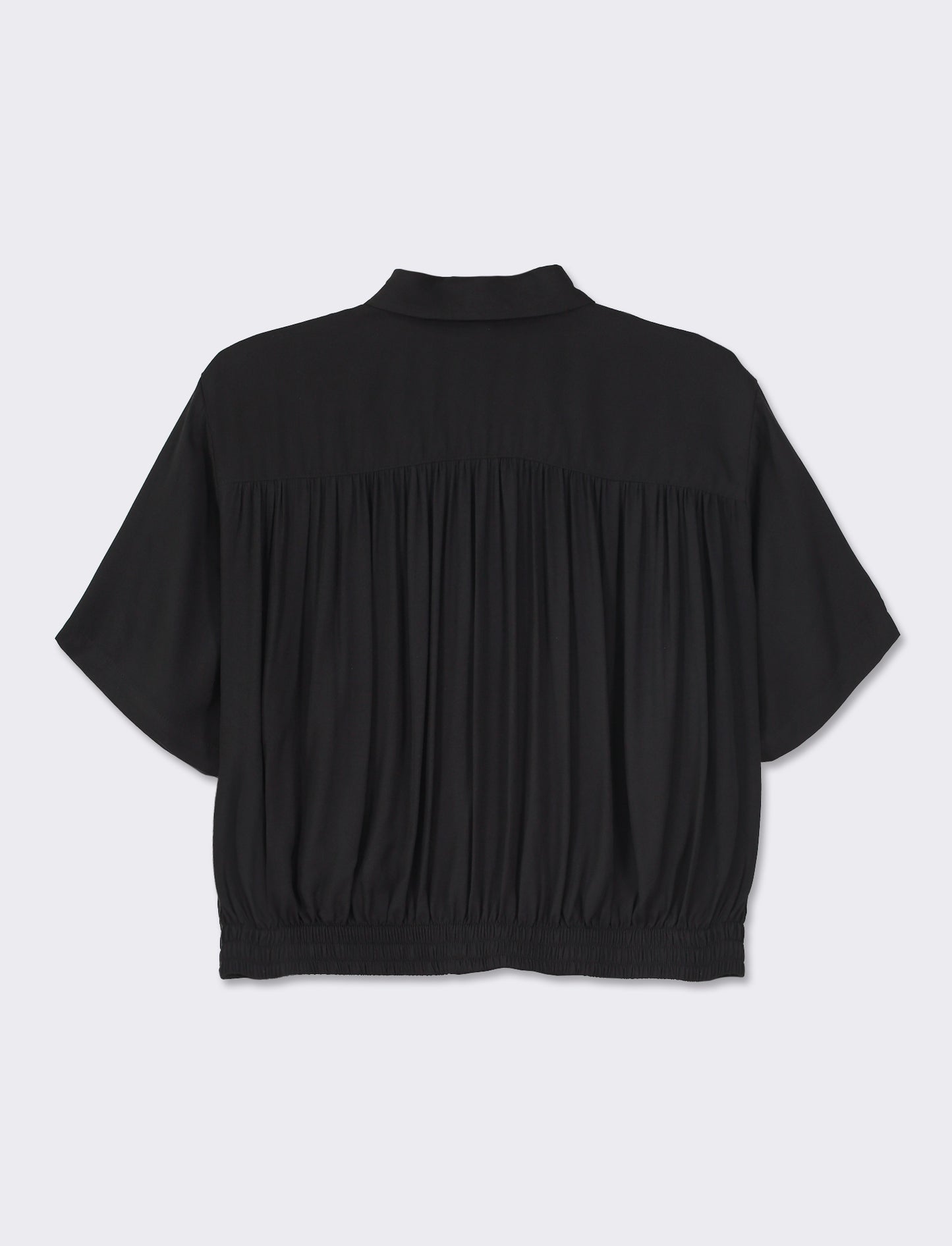 Satin-effect Ruffle Blouse with Shoulder Detail - Black