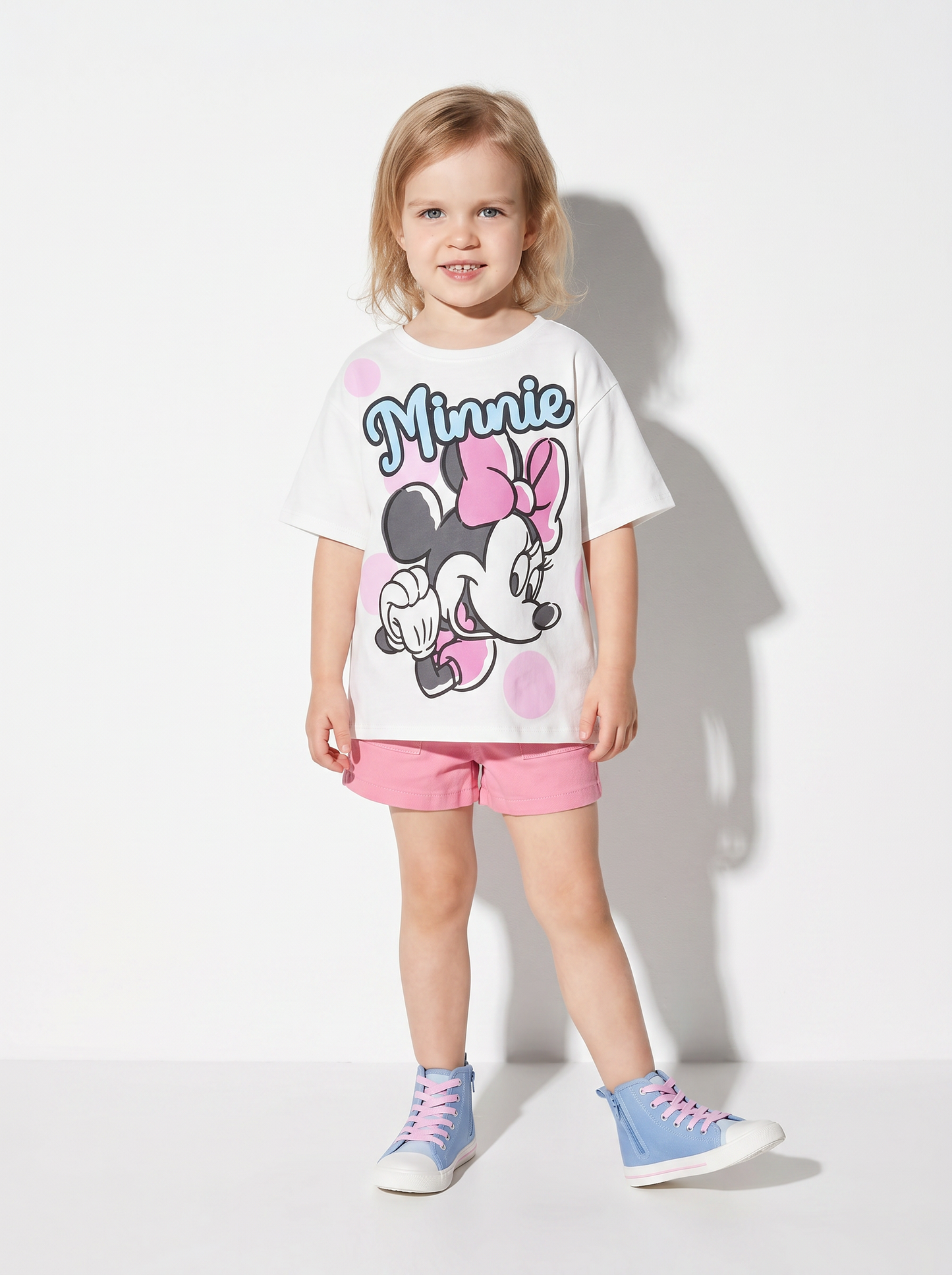 T-shirt mezza manica tema Minnie con pois - Bianco