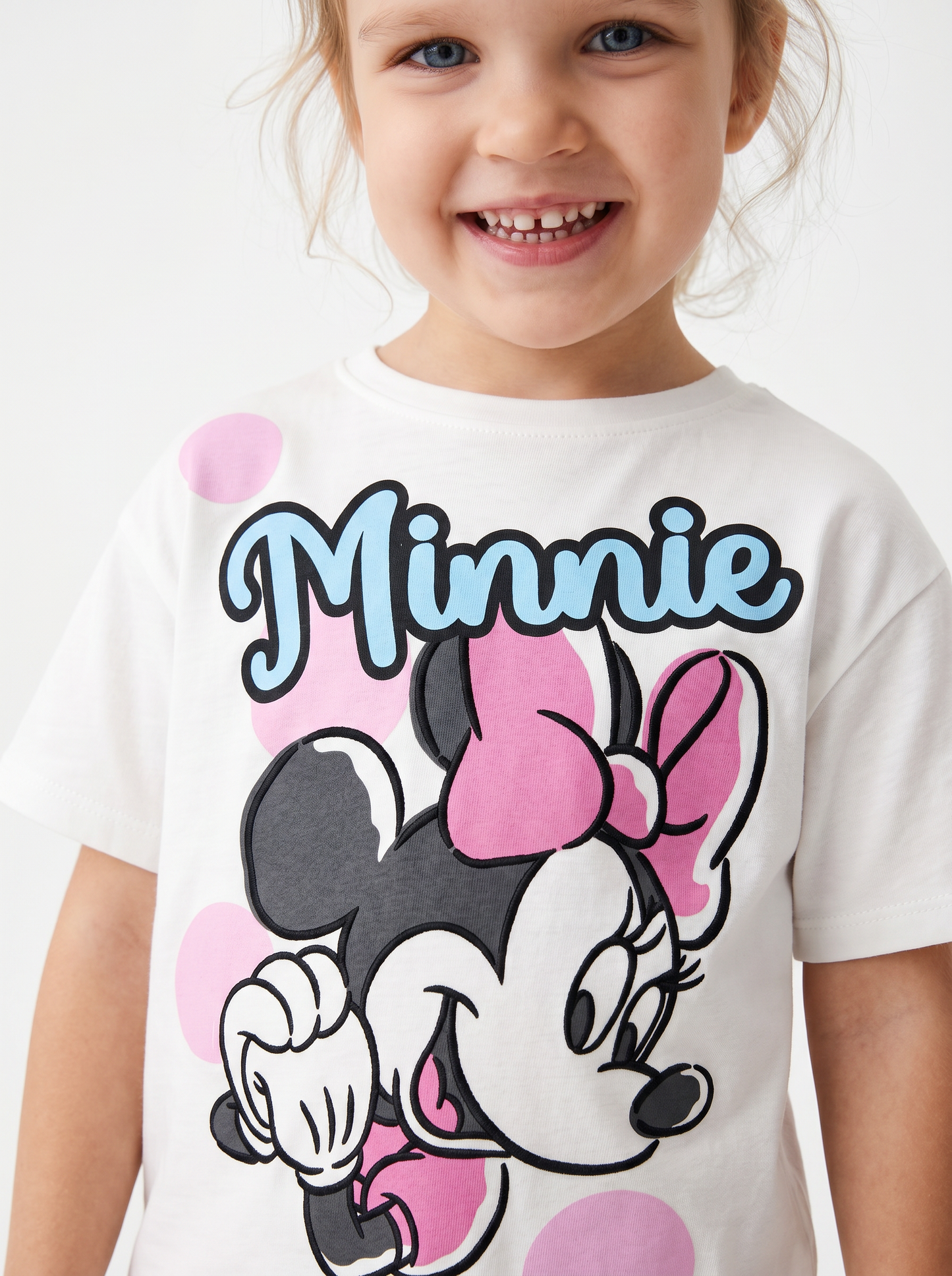 T-shirt mezza manica tema Minnie con pois - Bianco