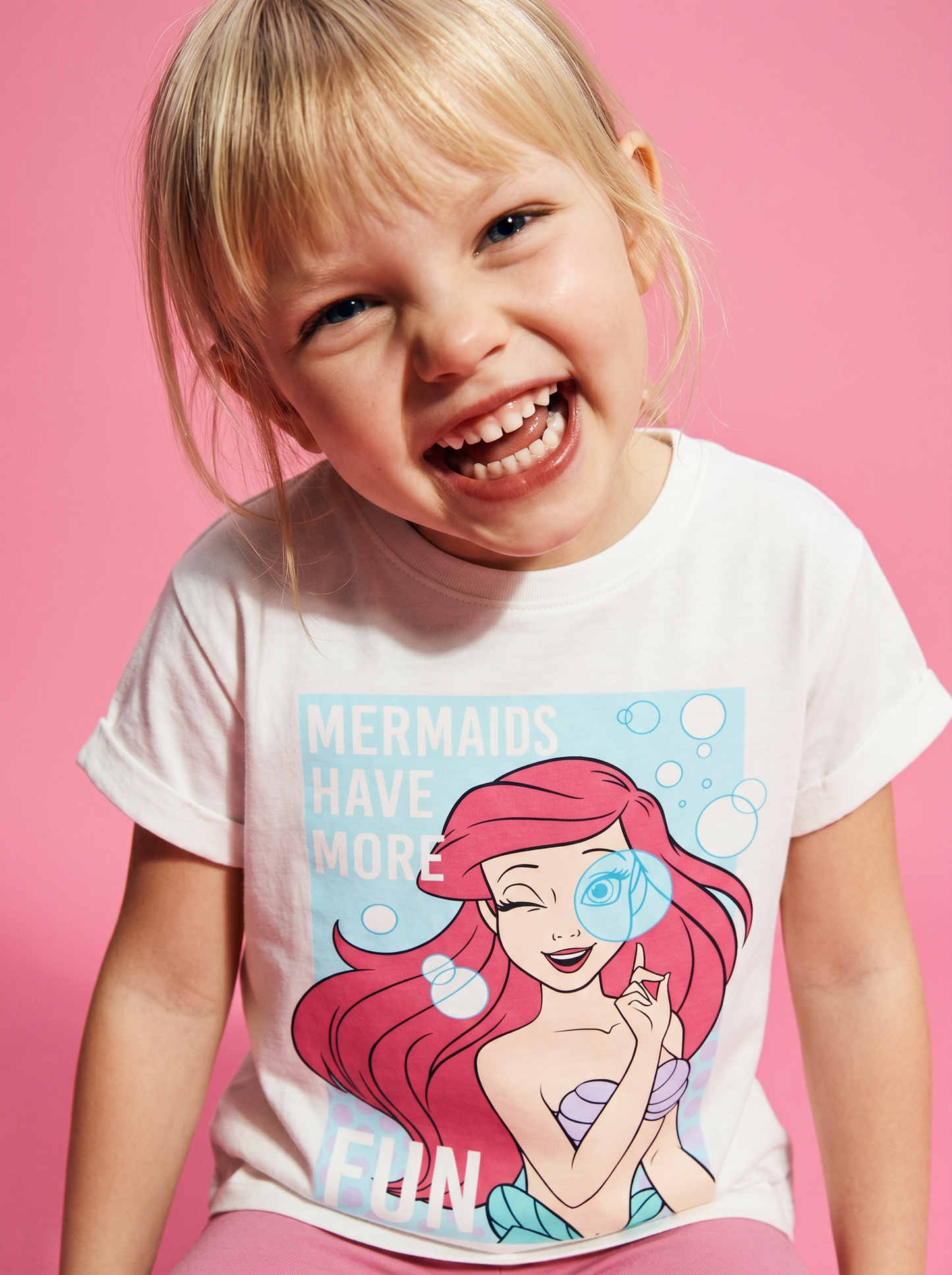 T-shirt mezza manica tema Disney Ariel - Bianco