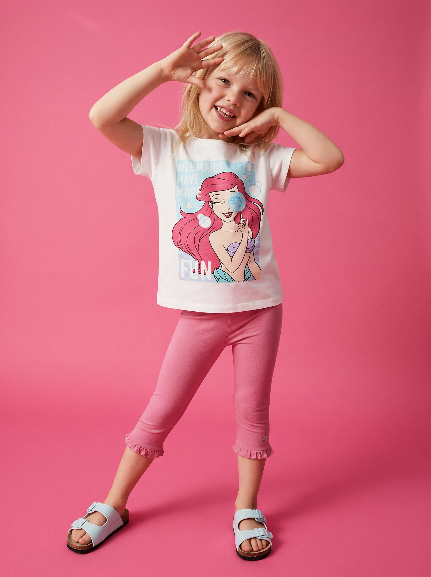 T-shirt mezza manica tema Disney Ariel - Bianco