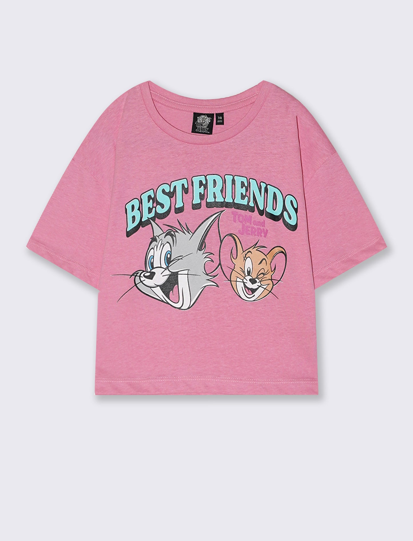 T-shirt cropped Tom & Gerry in cotone - Rosa