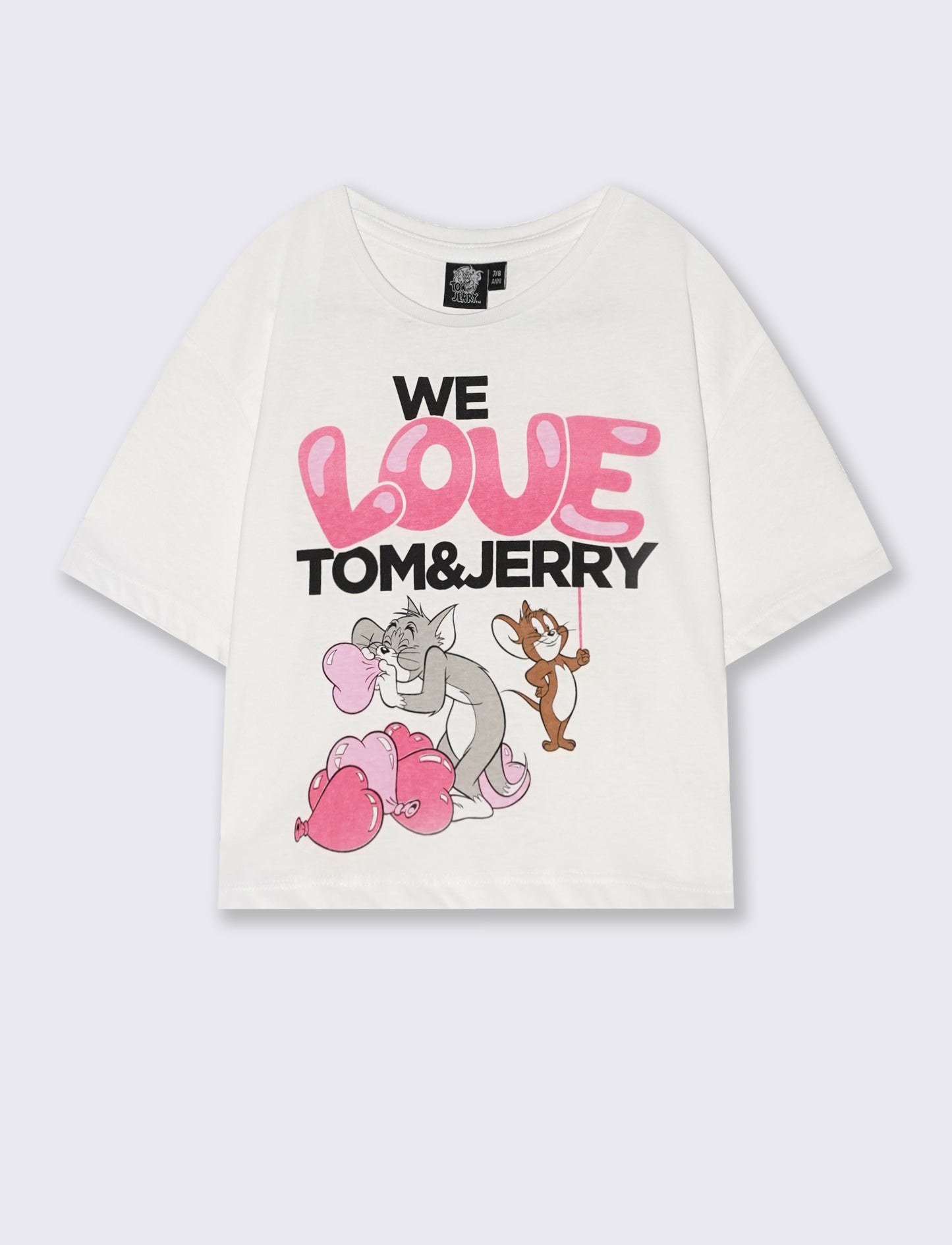 Cropped cotton T-shirt Tom & Gerry - White