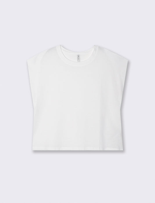T-shirt in cotone girocollo manica a T - Bianco