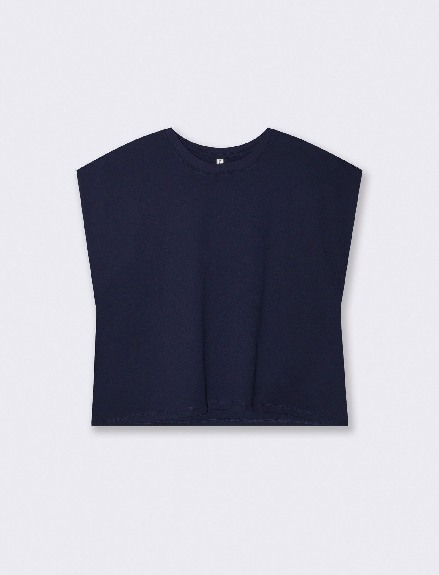 T-shirt in cotone girocollo manica a T - Blu