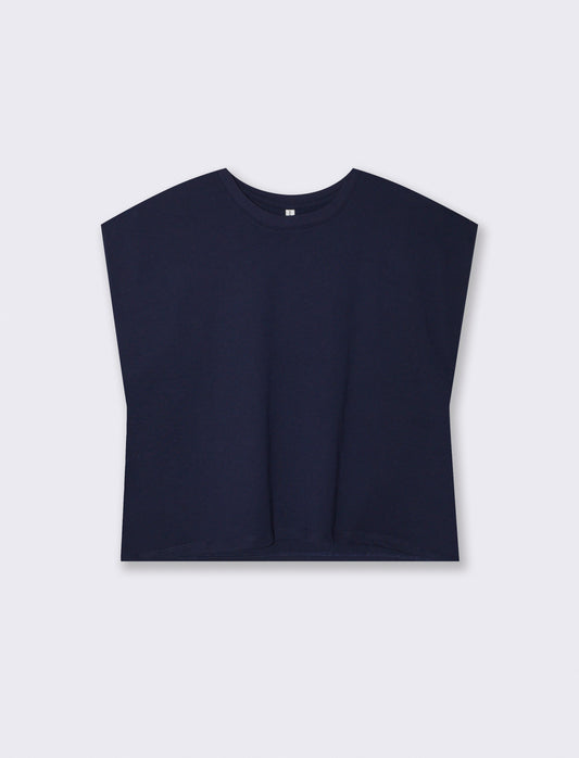 T-shirt in cotone girocollo manica a T - Blu