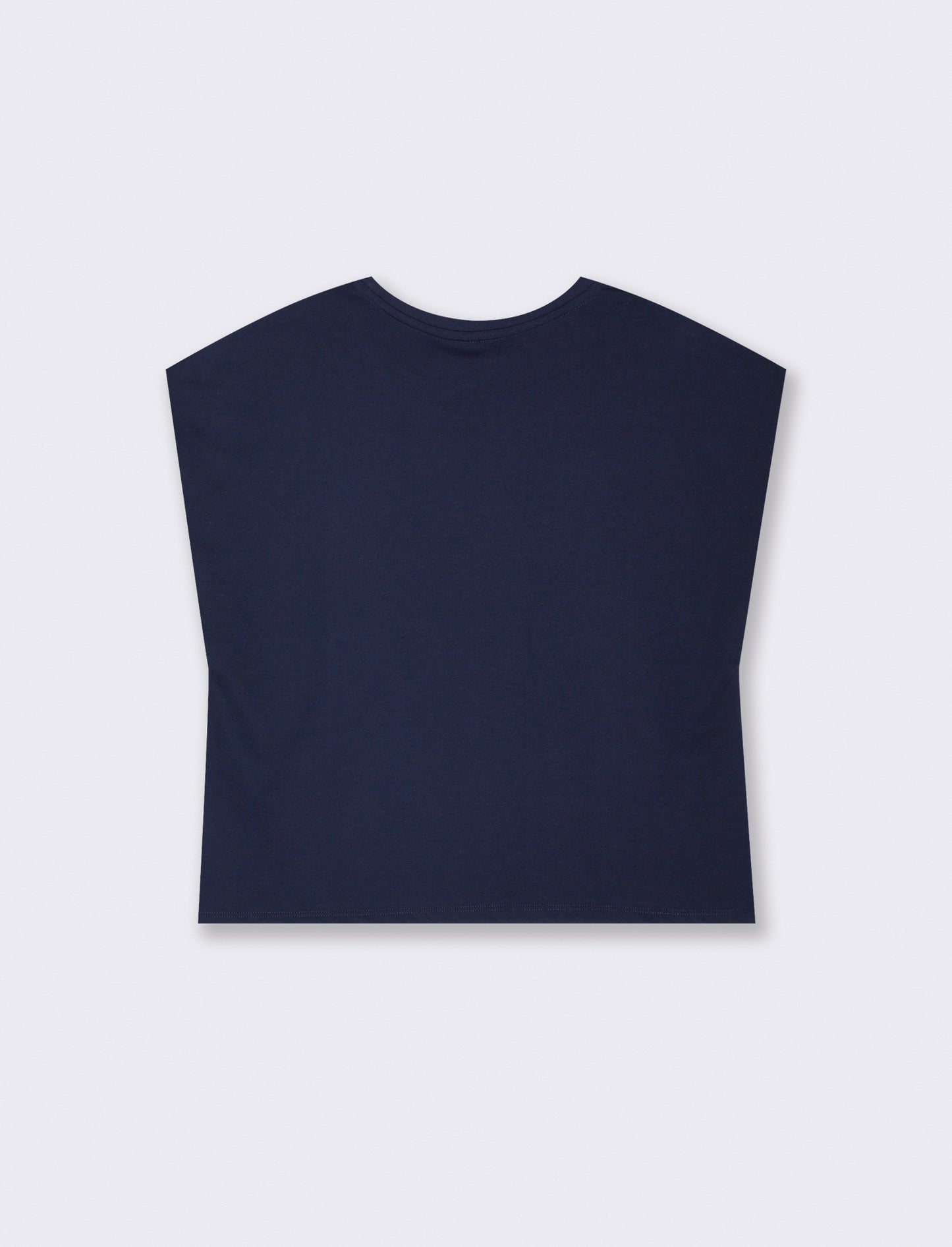 T-shirt in cotone girocollo manica a T - Blu