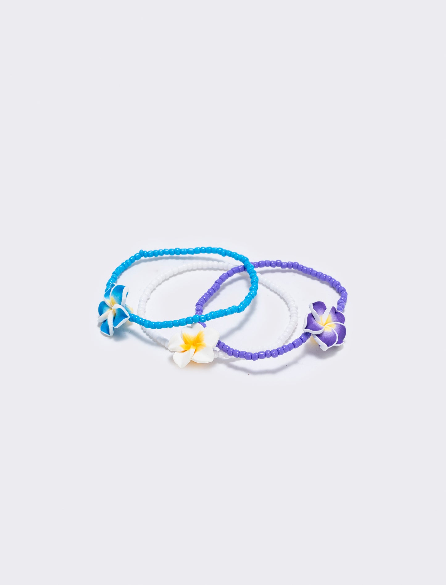 Bracciali 3pz donna elastici con fiore - Multicolore