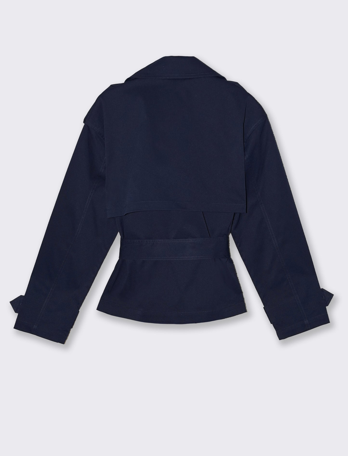 Trench Corto Doppiopetto con Cintura - Blu