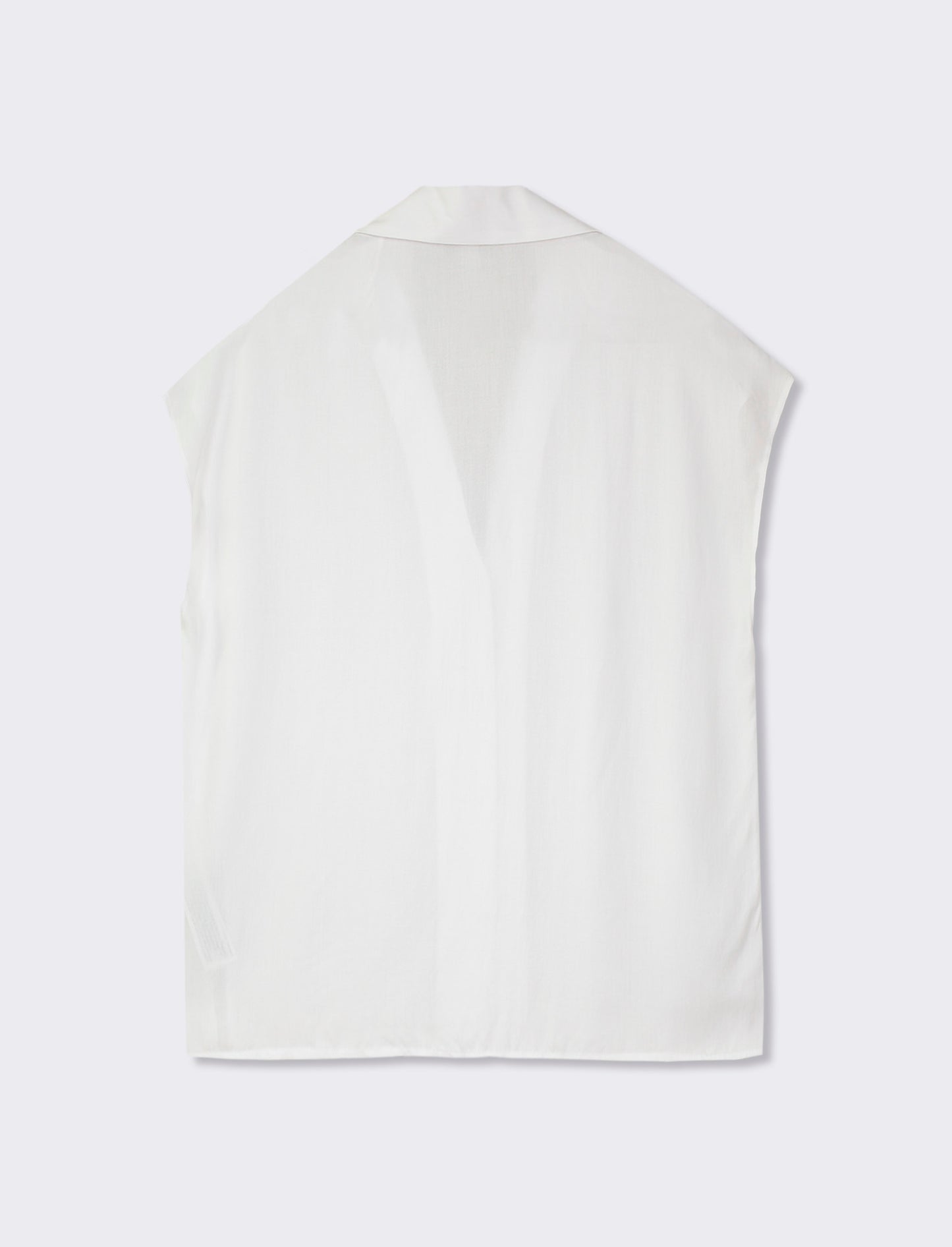 Sleeveless Fluid Fabric Shirt with Pearl Buttons - White