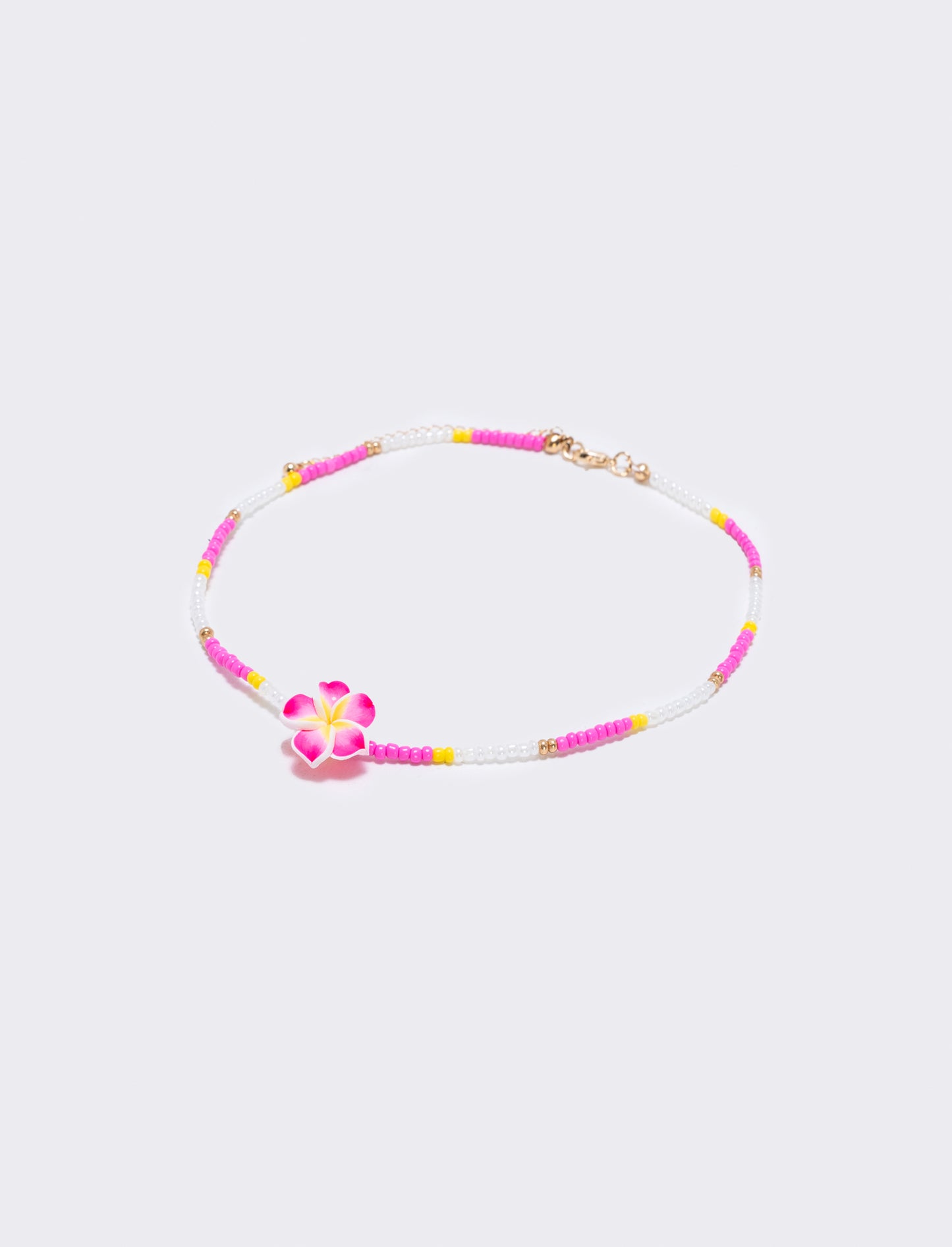 Collana donna perline con fiore - Fuxia