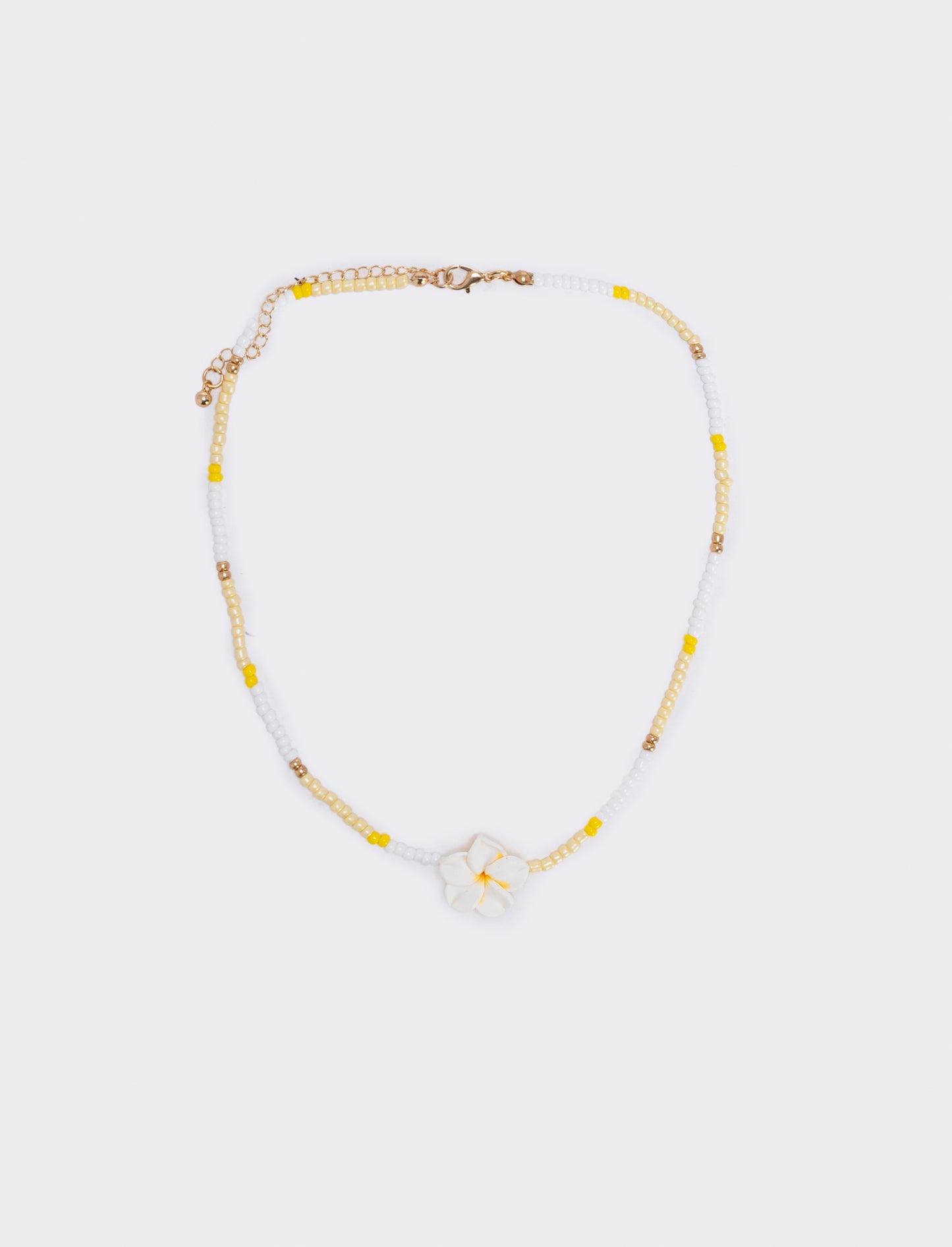 Collana donna perline con fiore - Giallo