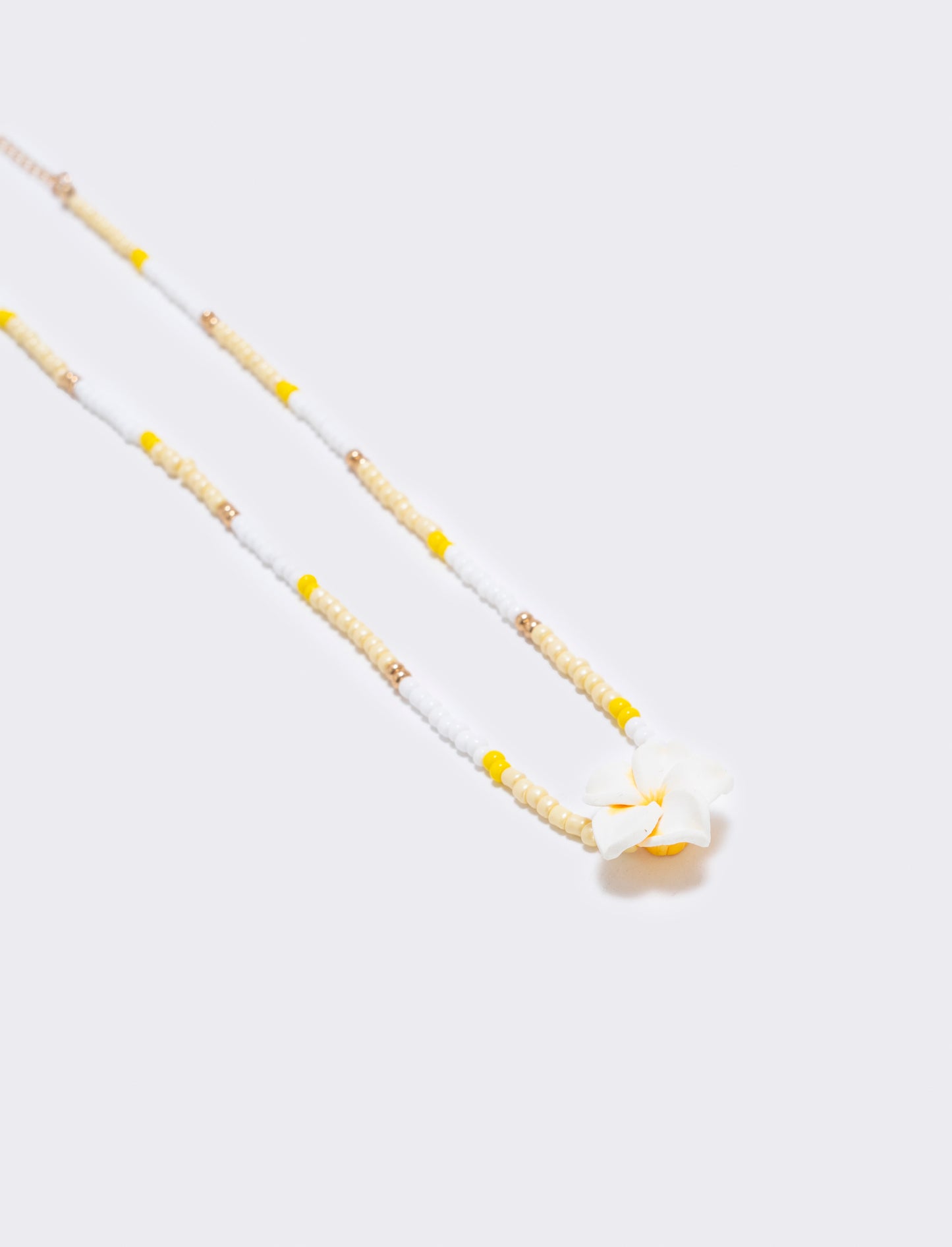 Collana donna perline con fiore - Giallo