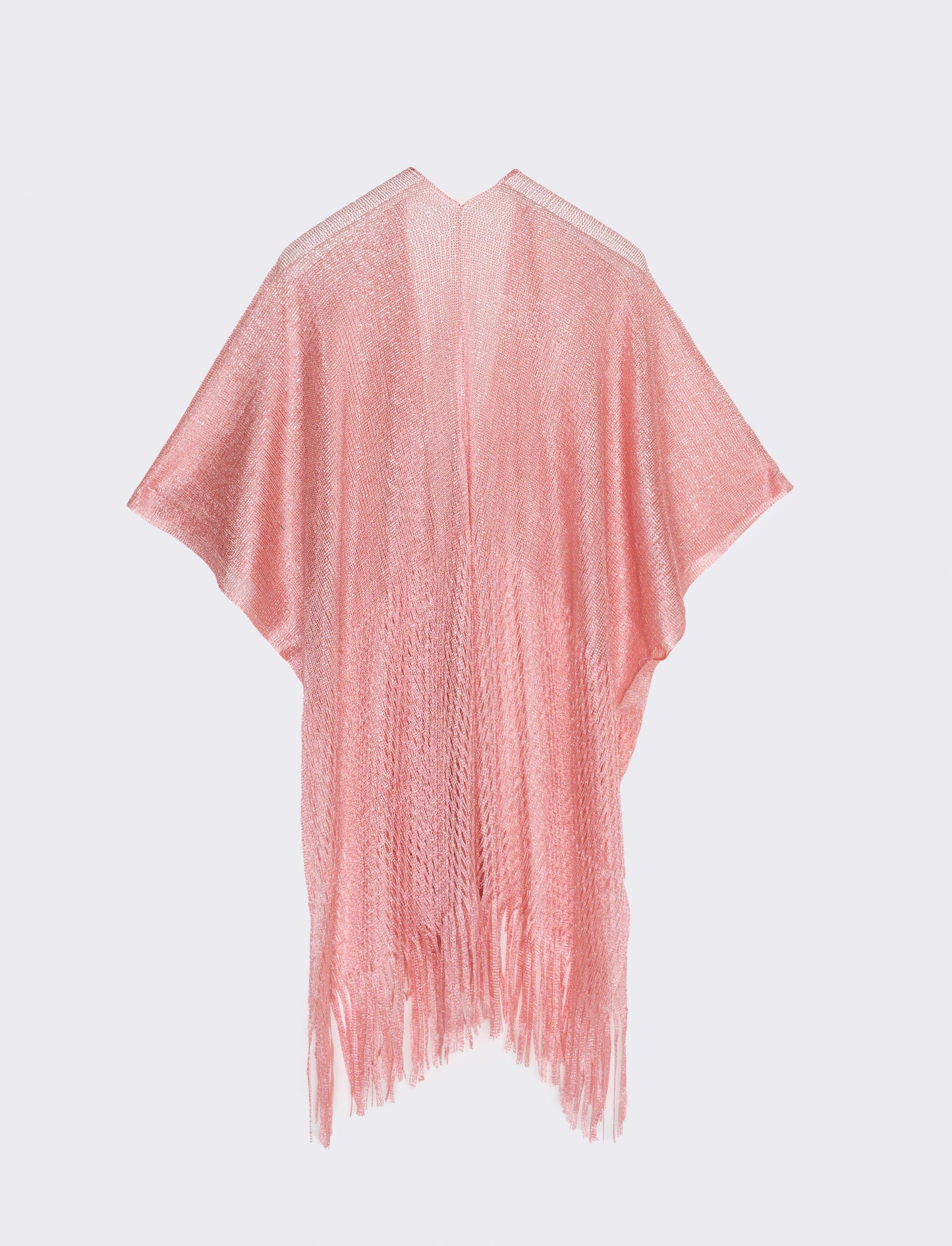 Lurex mesh cover-up with fringes - Pink