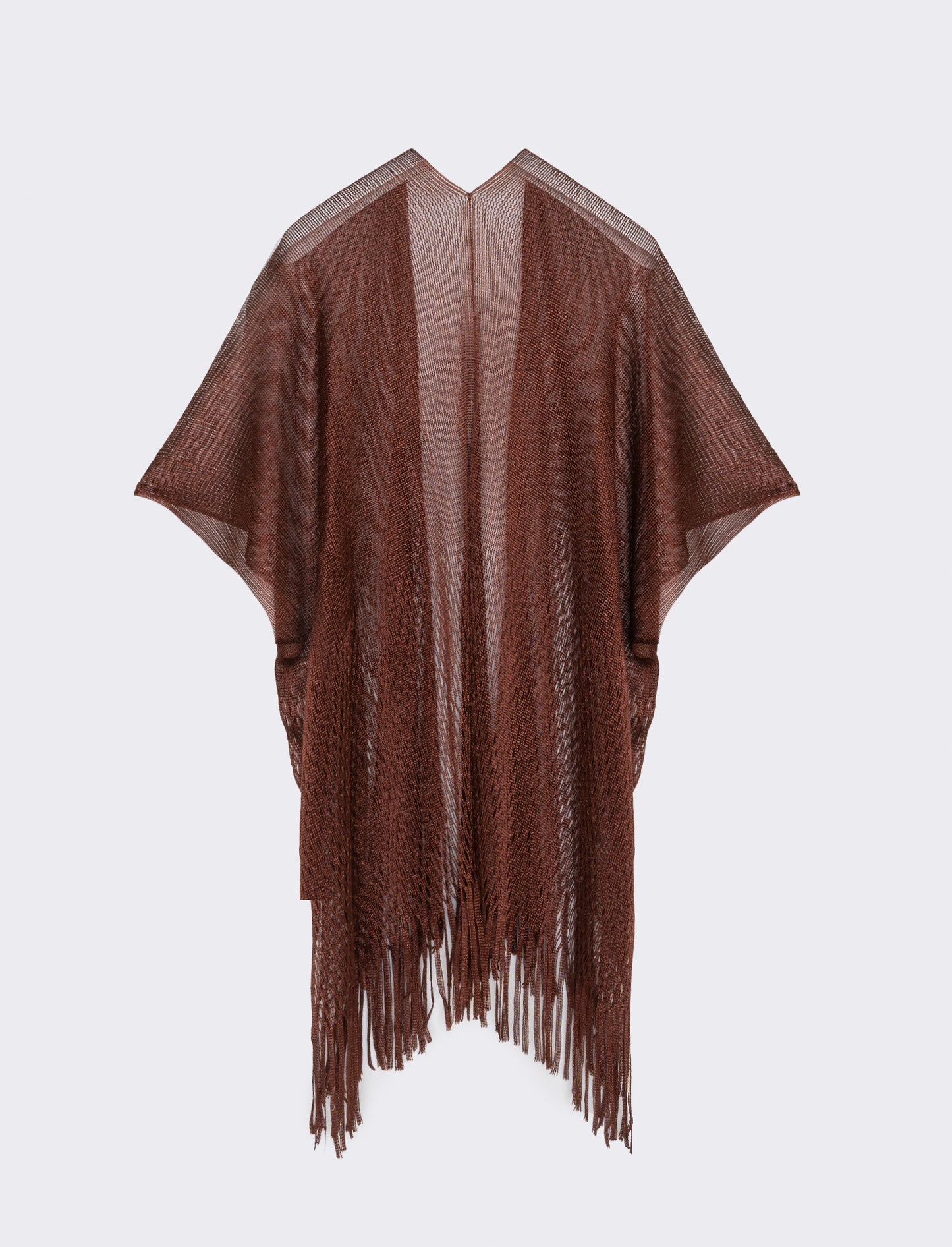 Copricostume lurex a rete con frange - Marrone
