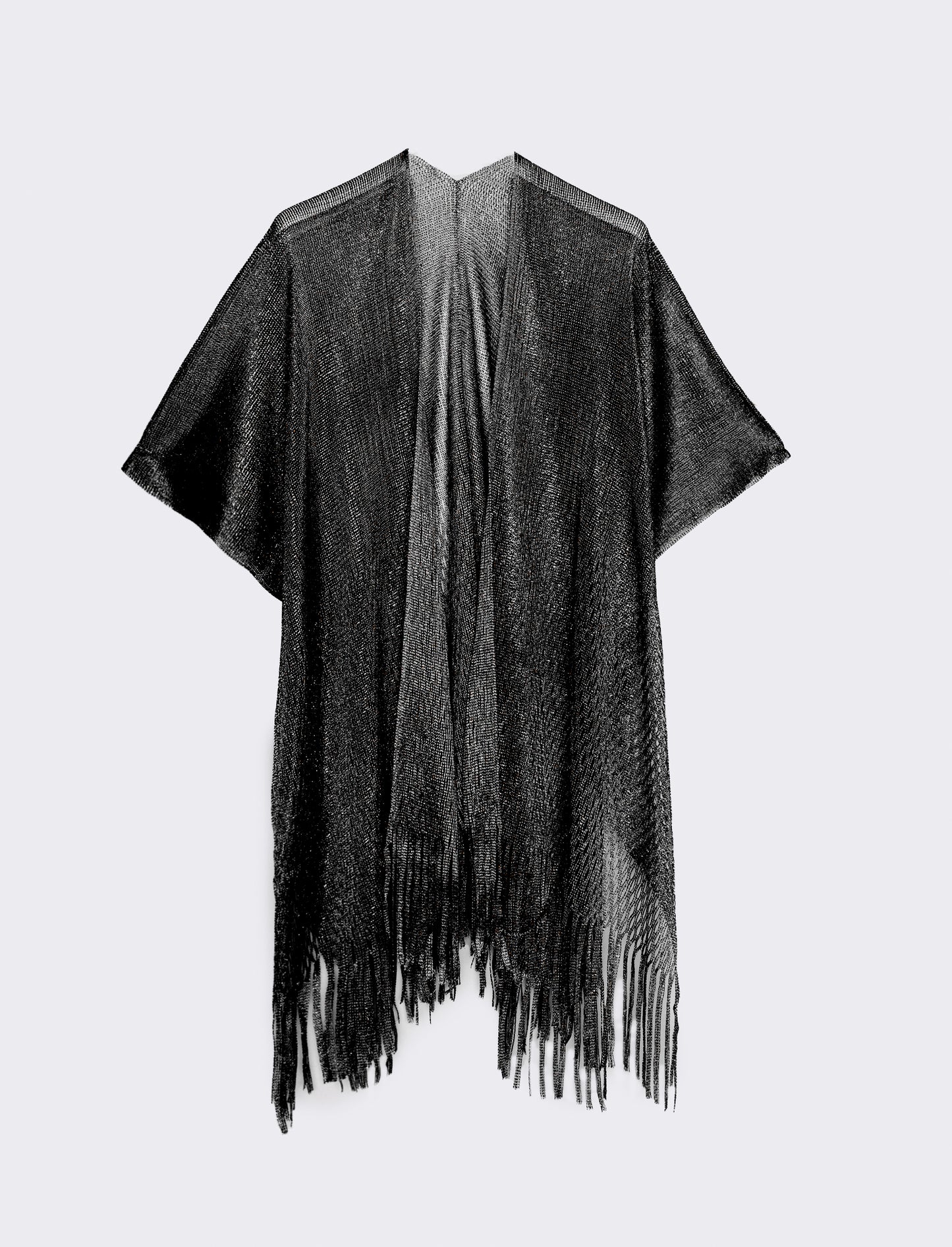 Copricostume lurex a rete con frange - Nero