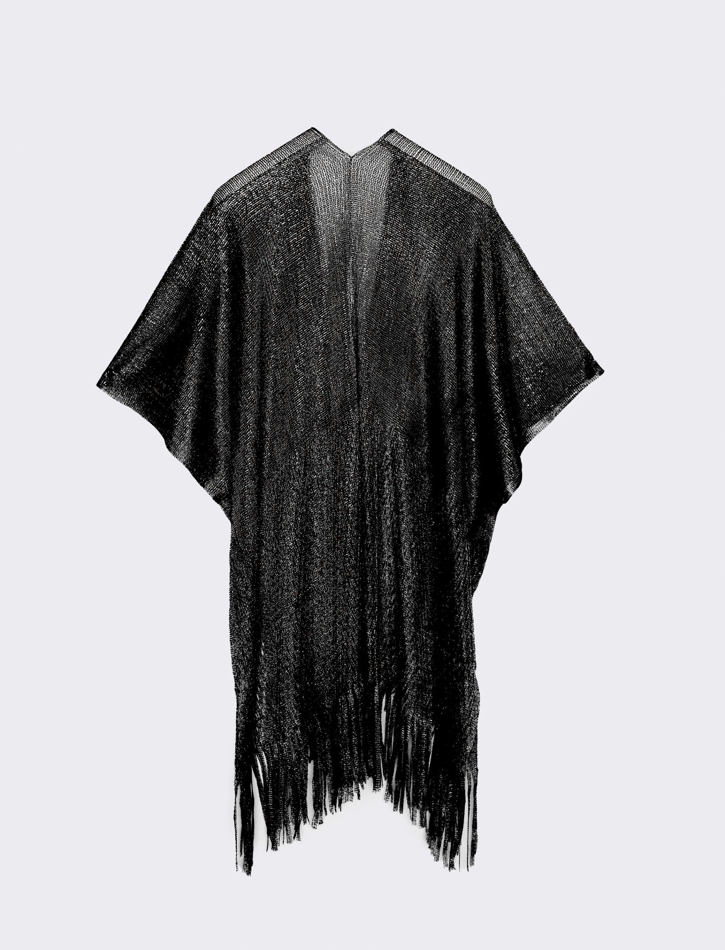 Copricostume lurex a rete con frange - Nero