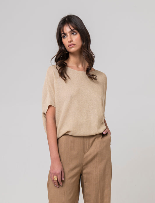 Maglia scollo a barca da donna - Beige