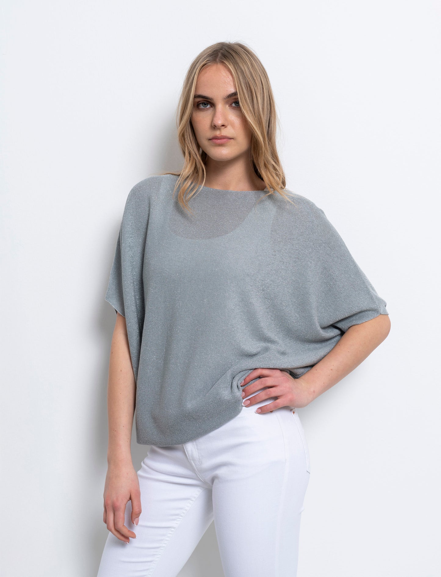 Maglia scollo a barca da donna - Grigio mel.