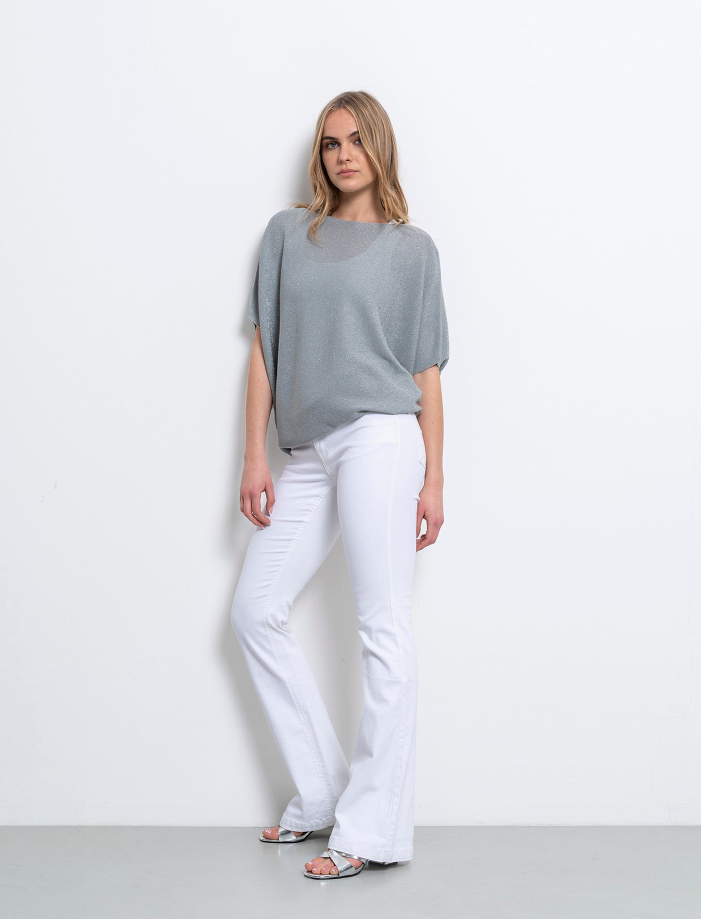 Maglia scollo a barca da donna - Grigio mel.