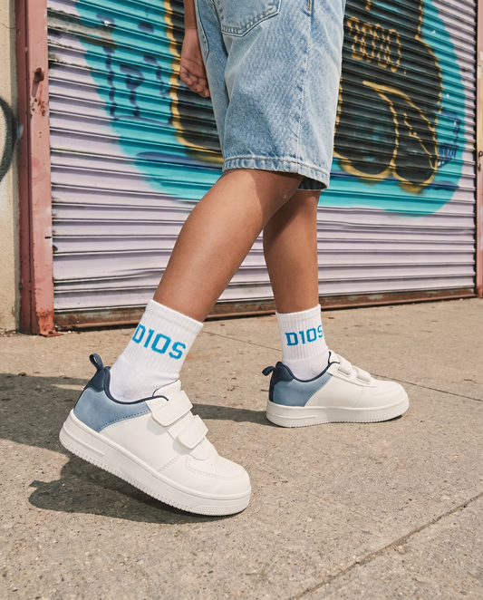 Calzini tennis D10's per bambini - Bianco-blu