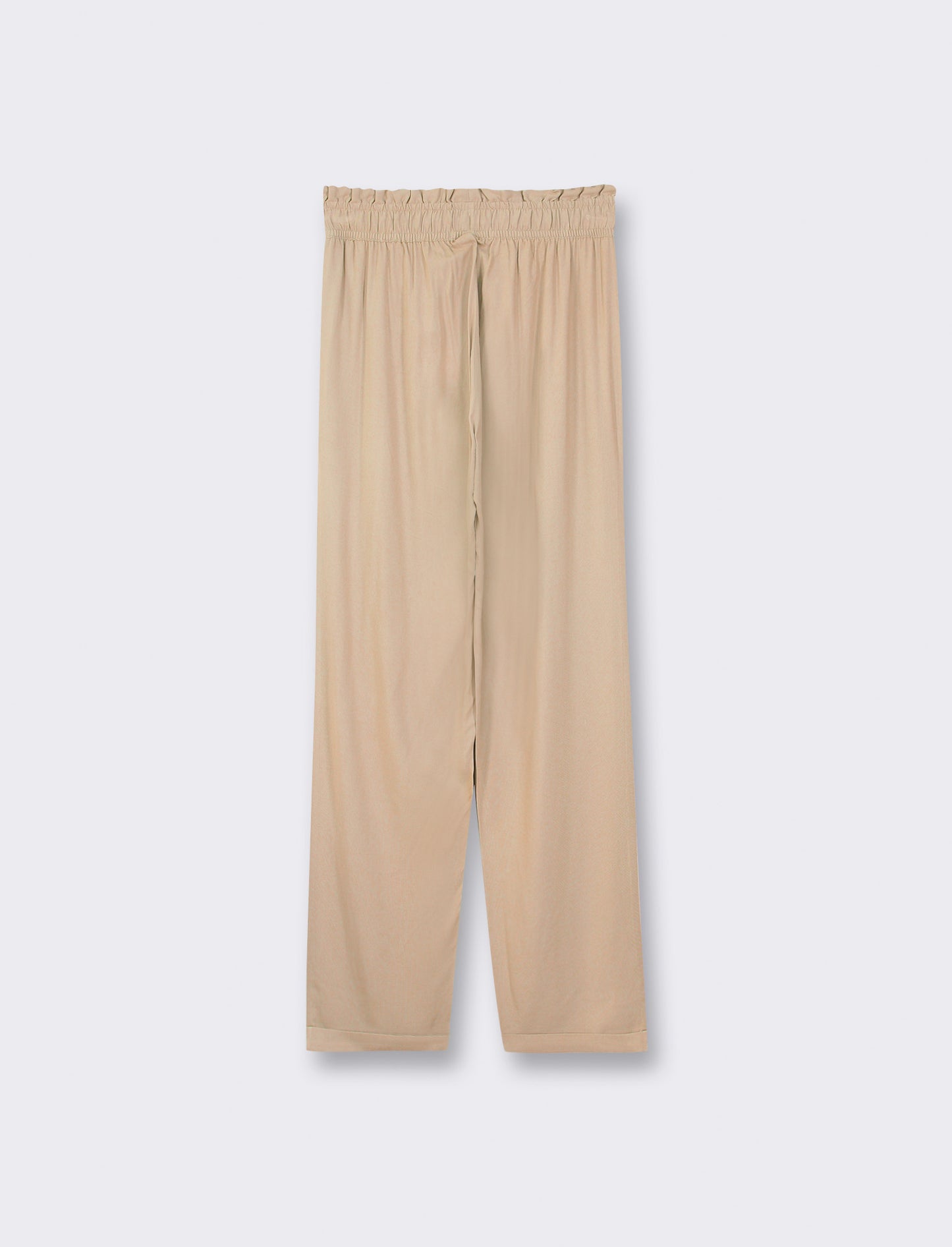 Pantalone in tessuto leggero con fusciacca ed elastico - Beige fieno