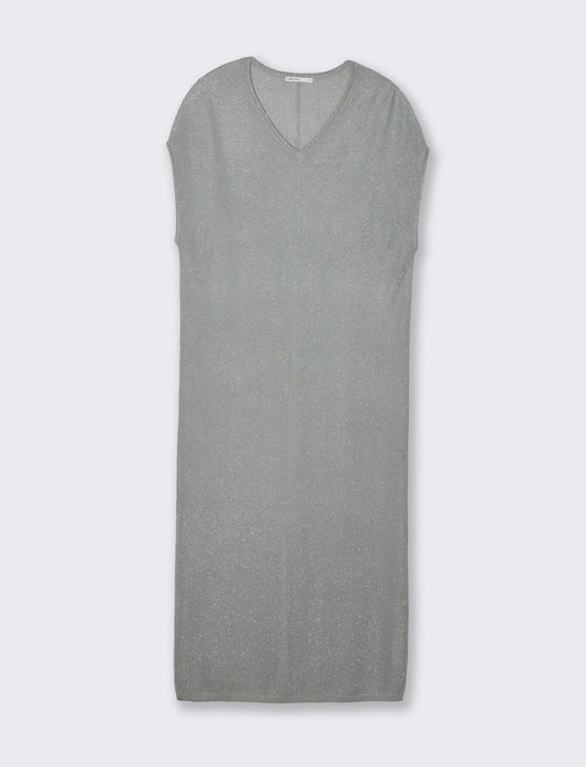 Vestito lungo in maglia da donna - Grigio melange