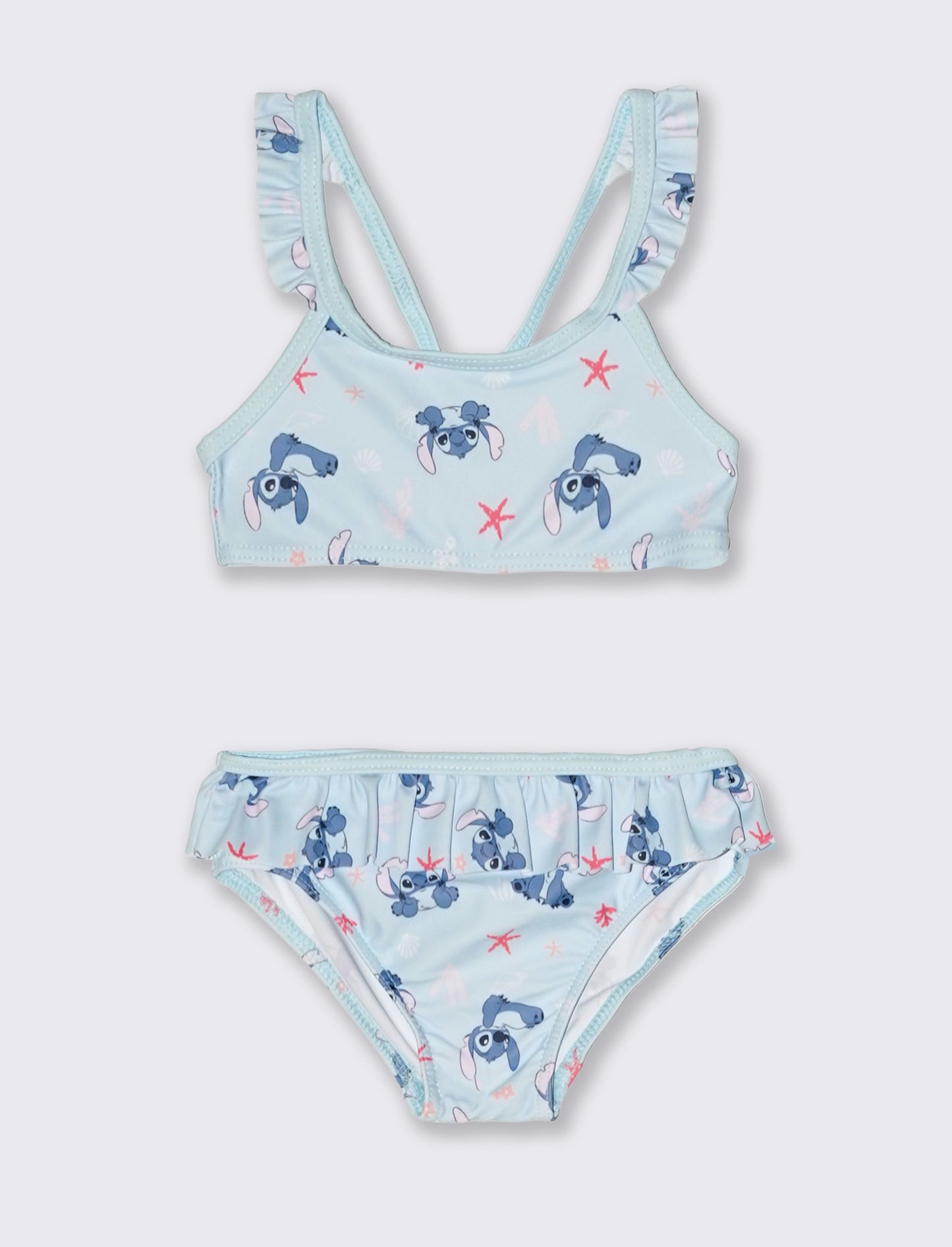 Two-piece Stitch swimsuit with ruffles - Sky blue
