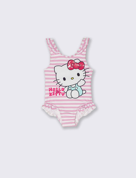 Costume intero Hello Kitty a righe - Rosa