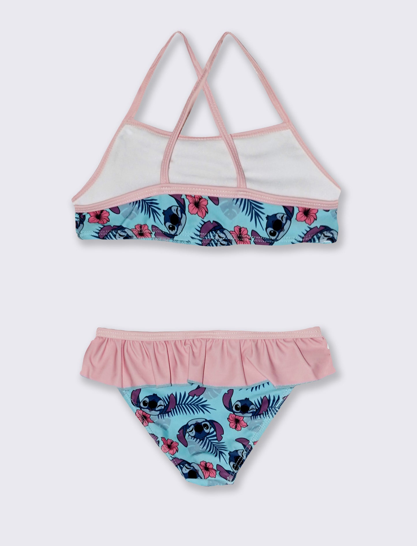 Two-Piece Stitch Ruffle Swimsuit - Pink
