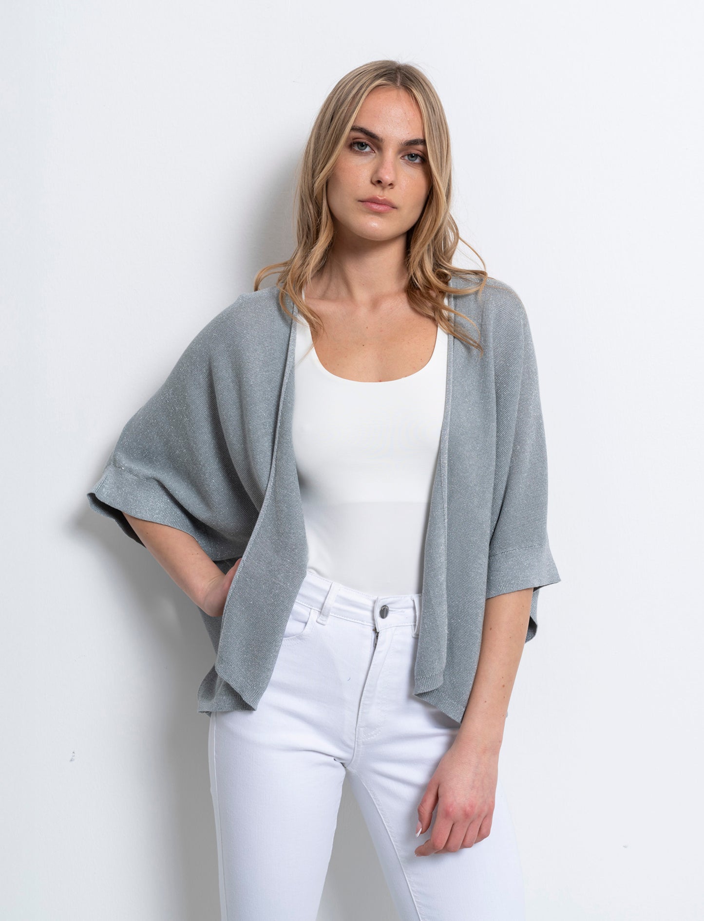 Maglia cardigan da donna - Grigio mel.