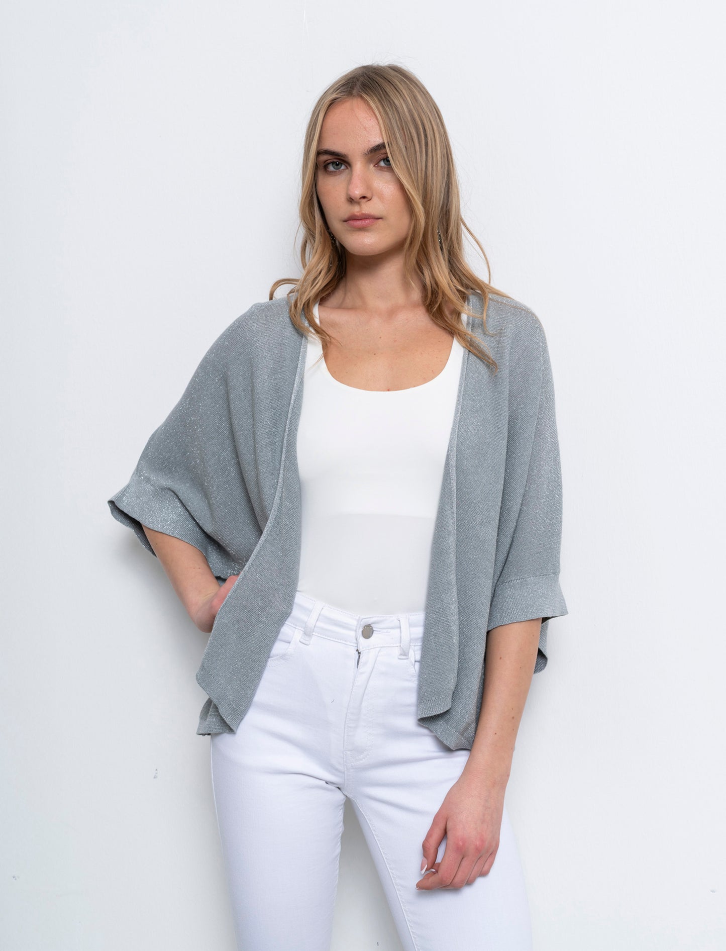 Maglia cardigan da donna - Grigio mel.