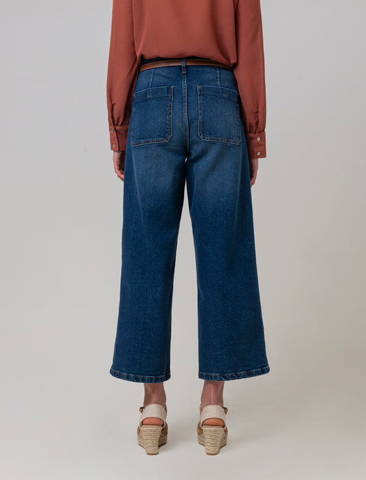 Jeans con cintura da donna - Denim