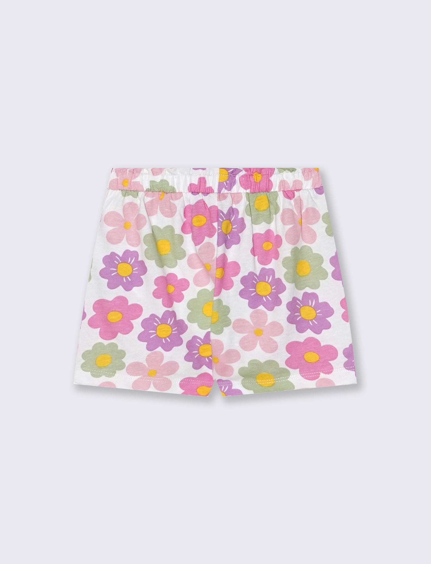 Pantaloncini a fantasia con cintura - Rosa