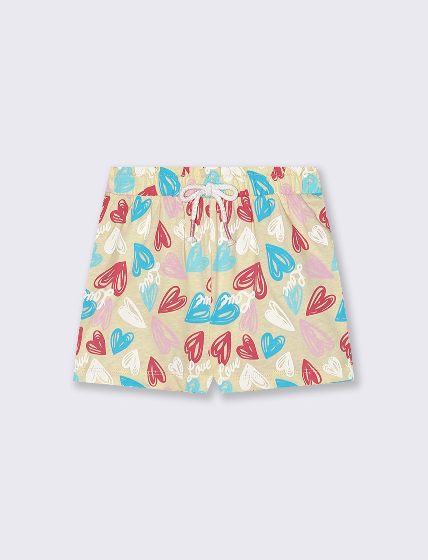 Patterned shorts with belt - Yellow