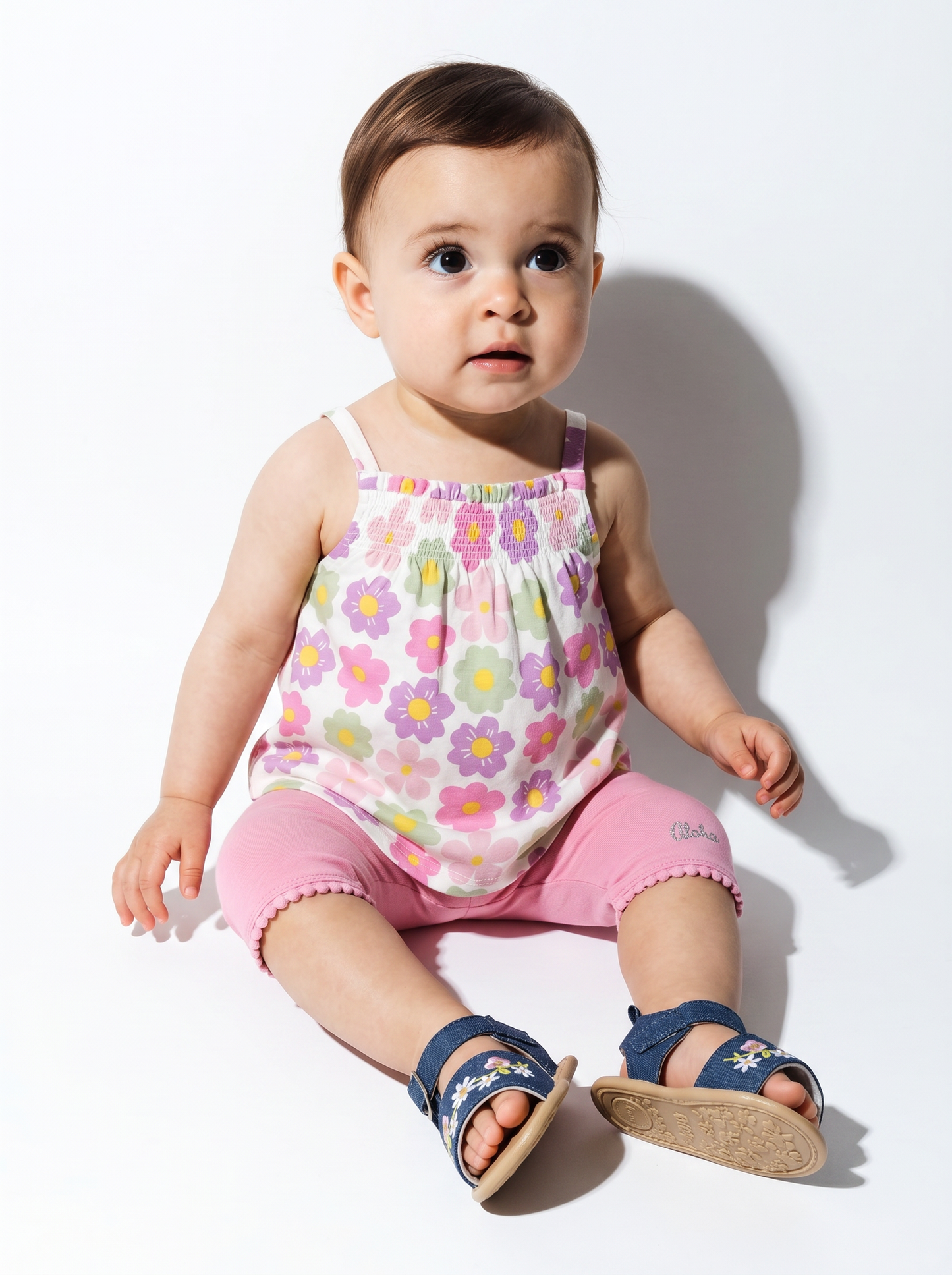 Front elastic patterned tank top - Pink