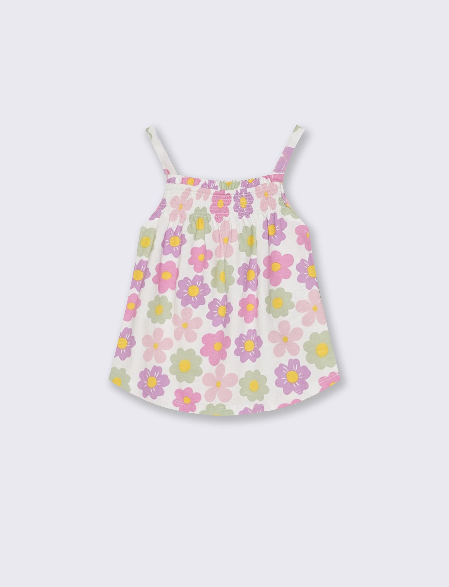 Front elastic patterned tank top - Pink