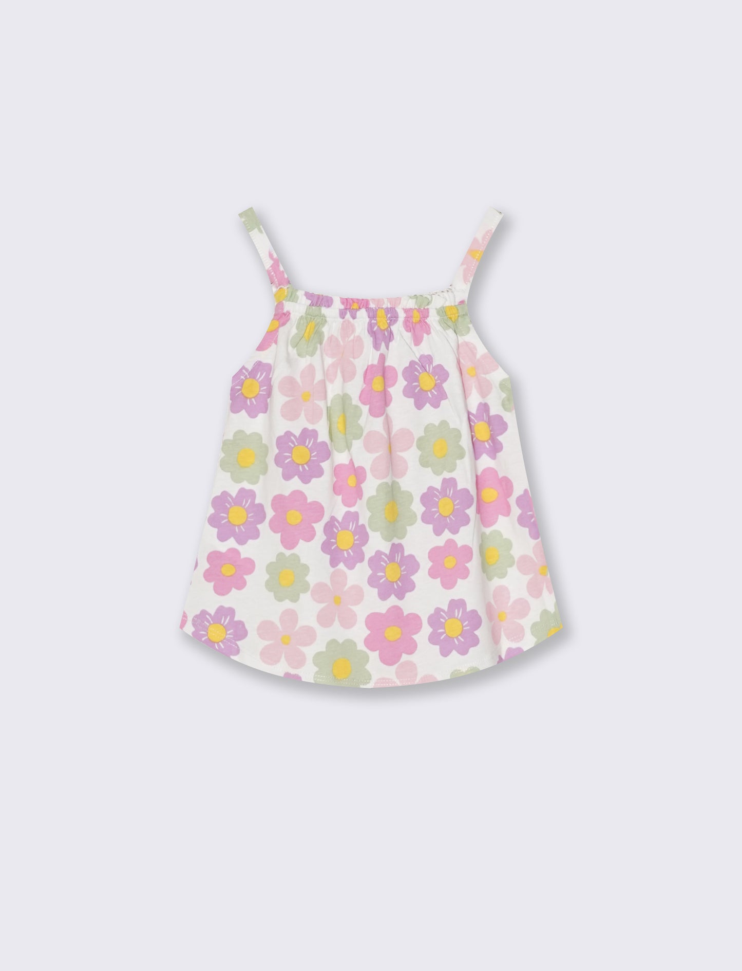 Front elastic patterned tank top - Pink