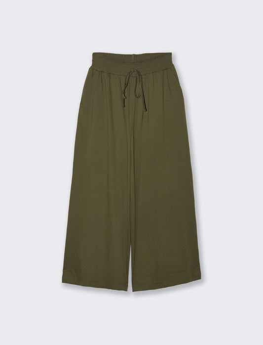 Pantalone Ampio con Elastico in Vita - Verde