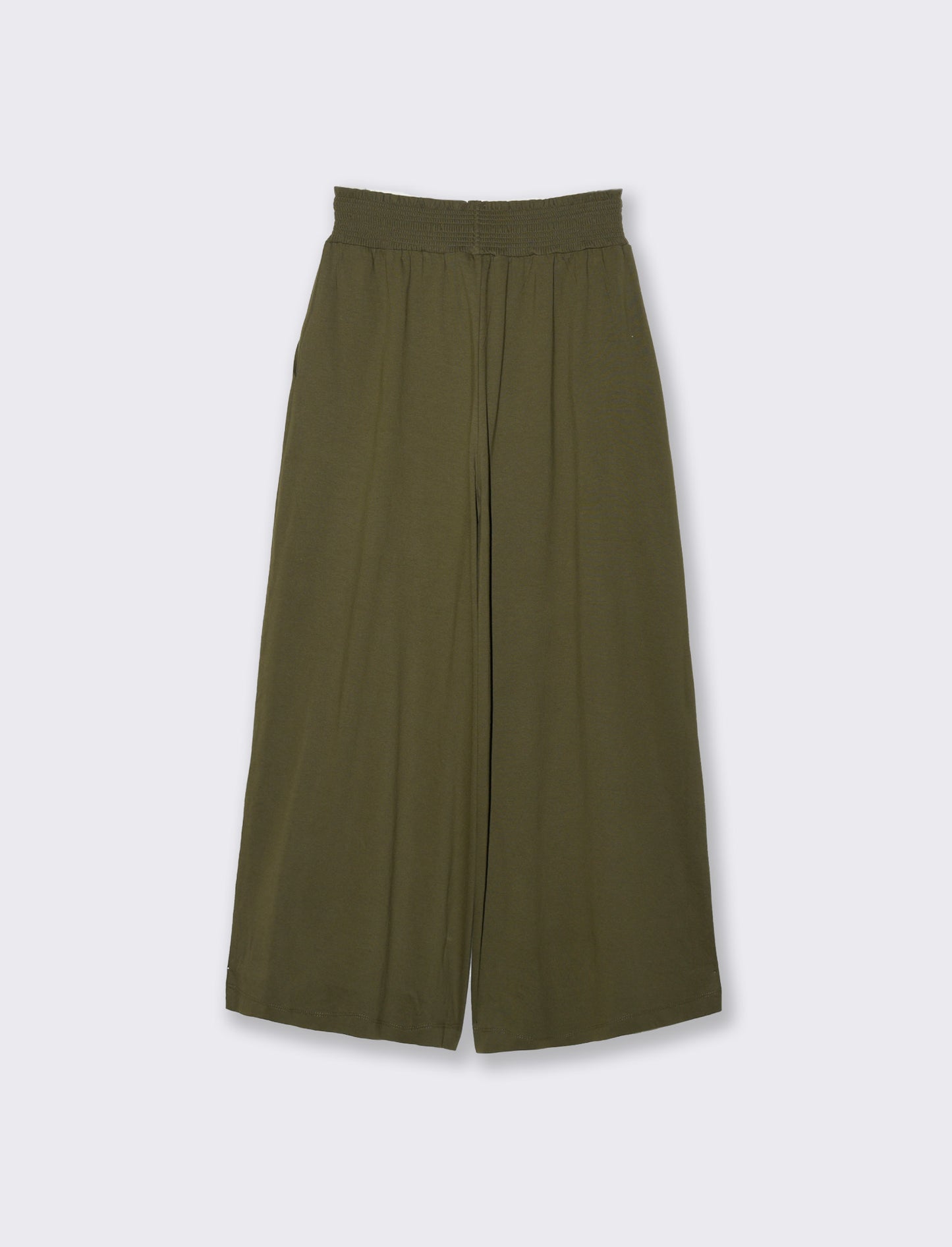 Wide Leg Pants with Elastic Waistband - Green