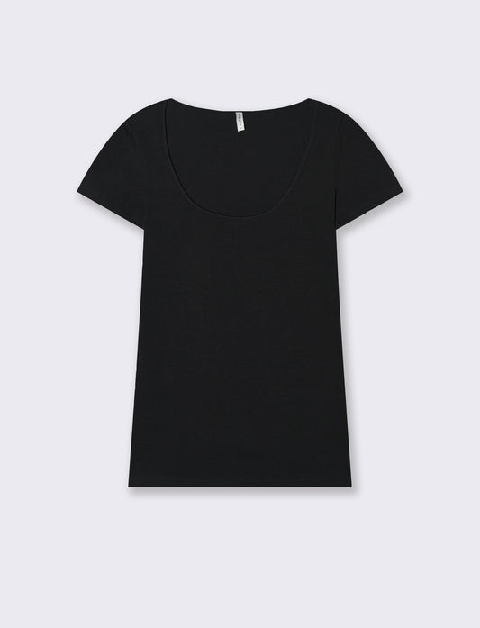 T-Shirt Mezza Manica Elegante - Nero