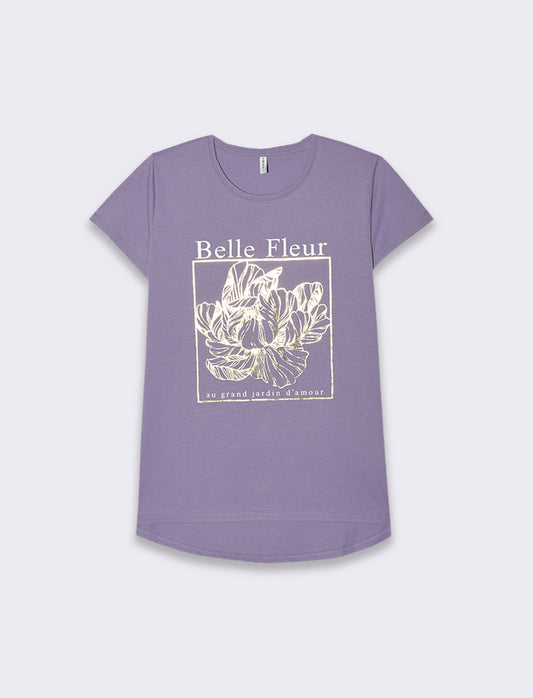 Floral T-shirt for Elegant Women - Purple