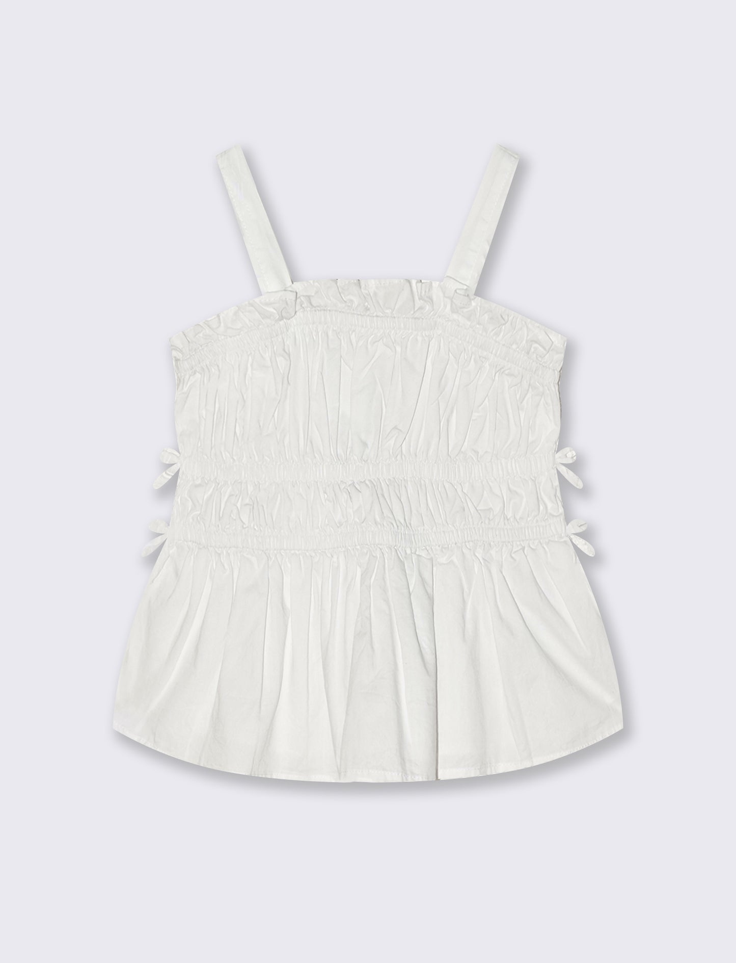 Top in cotone con fiocchi laterali - Bianco
