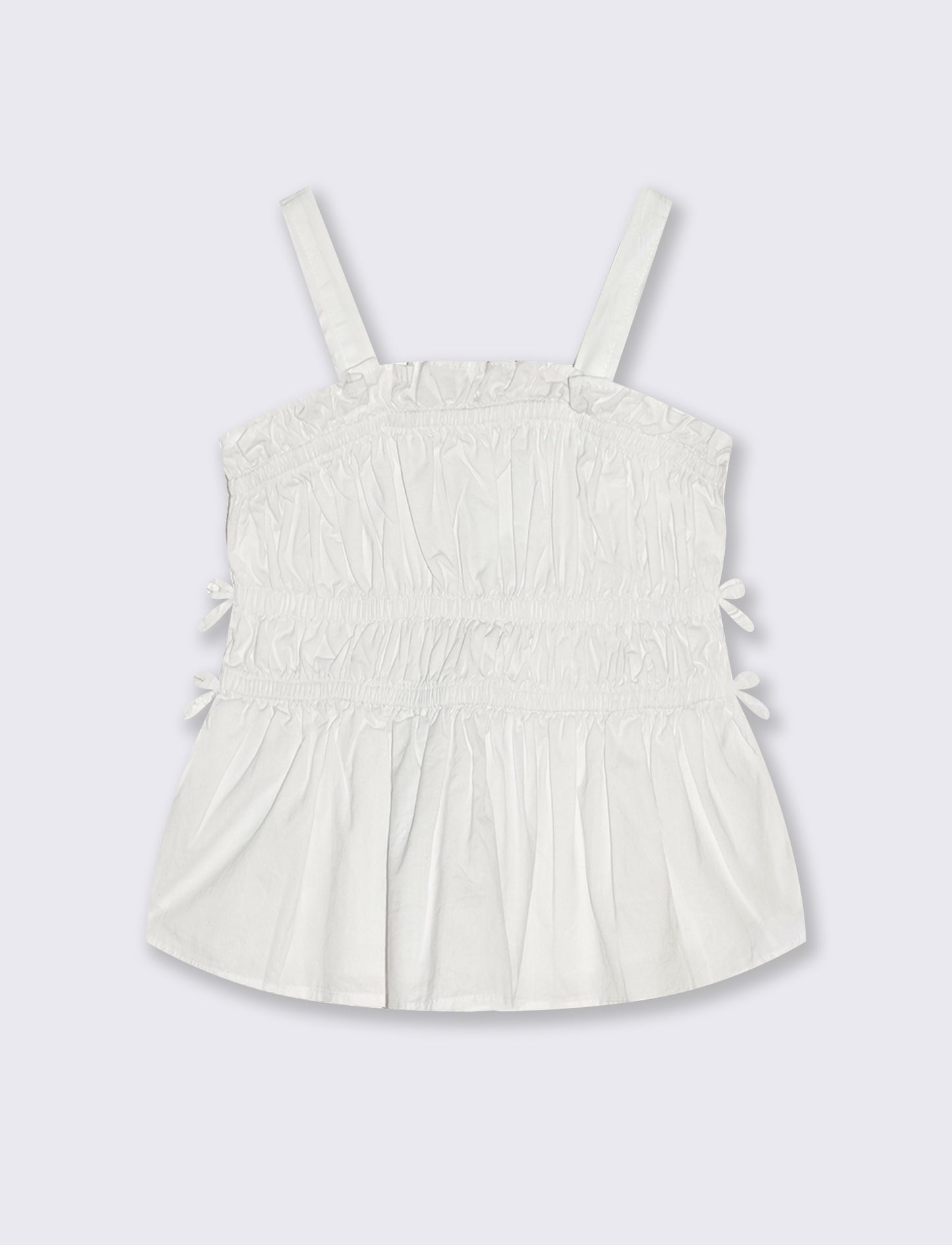 Top in cotone con fiocchi laterali - Bianco