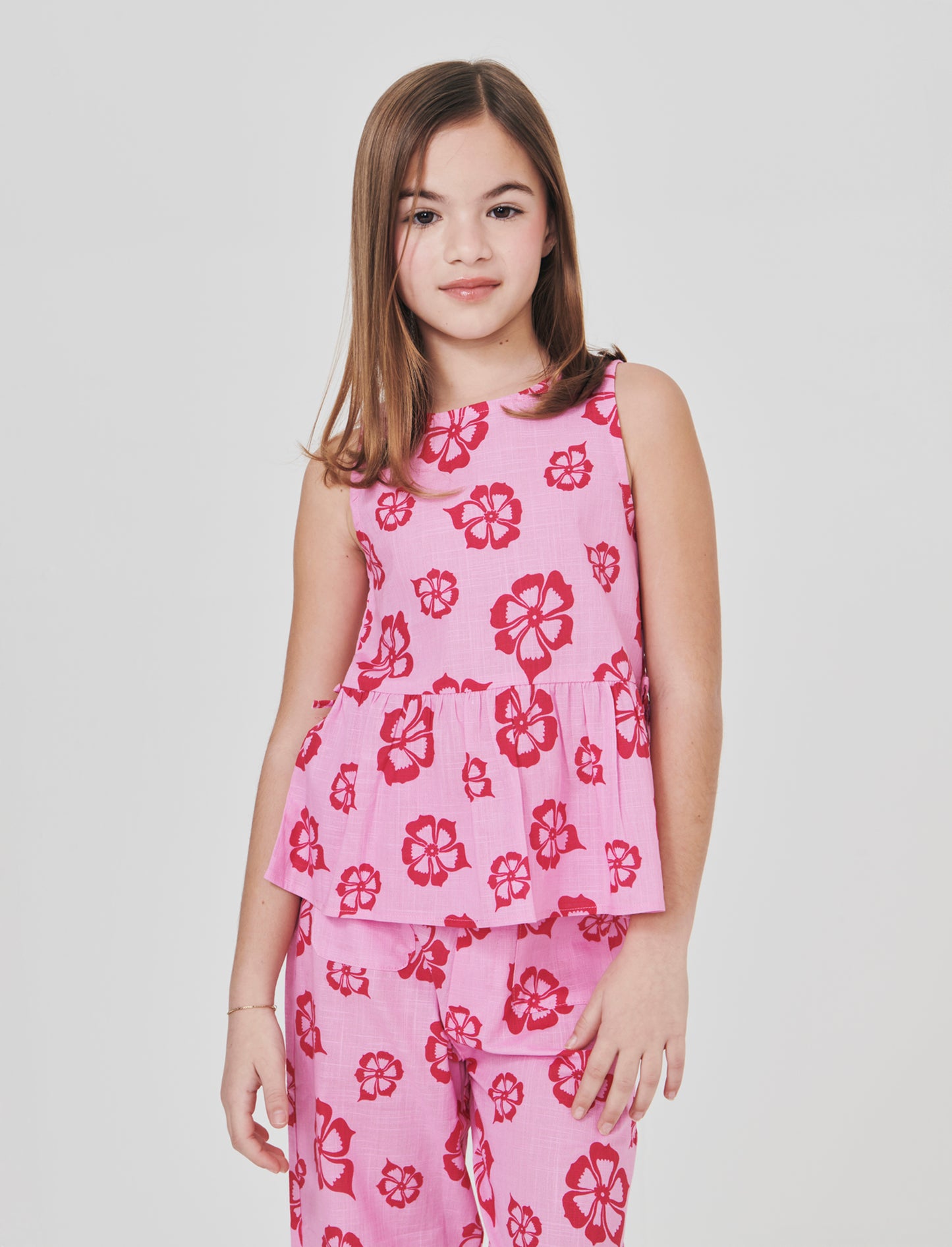 Camicia Floreale in Cotone con Rouches - Fantasia