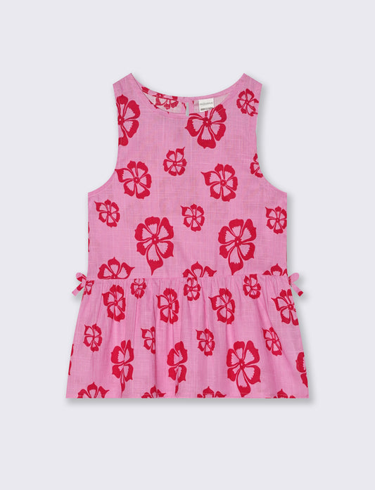 Camicia Floreale in Cotone con Rouches - Fantasia