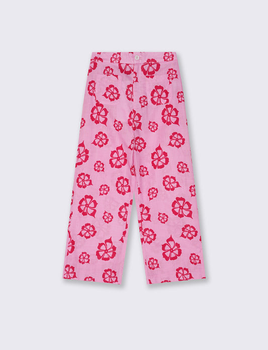 Pantaloni Palazzo Floreali in Cotone - Fantasia