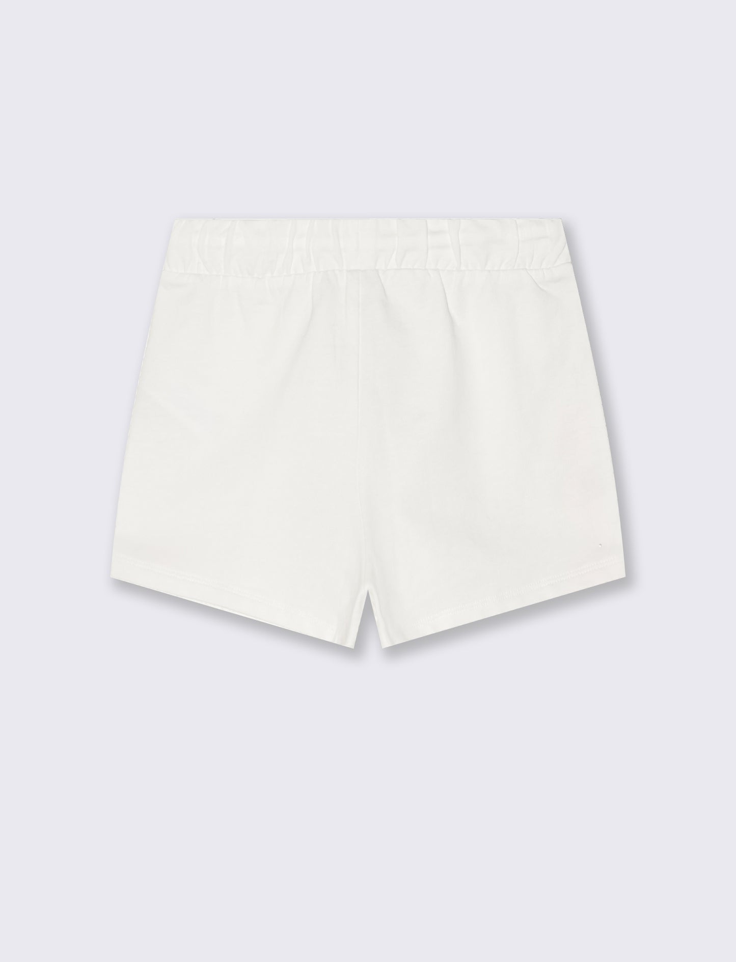 Pantaloncino con fasce in crochet e felpa - Bianco latte