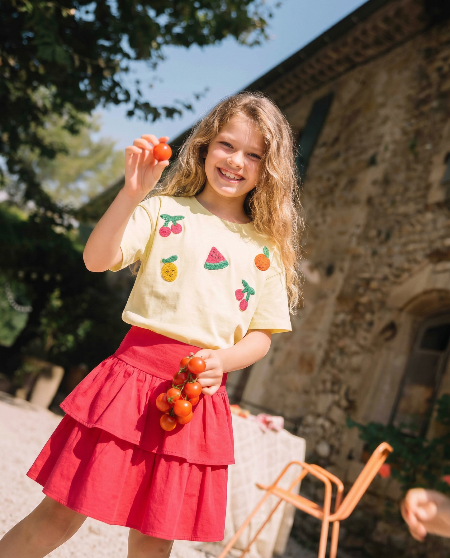 T-shirt over con patch in spugna - Giallo