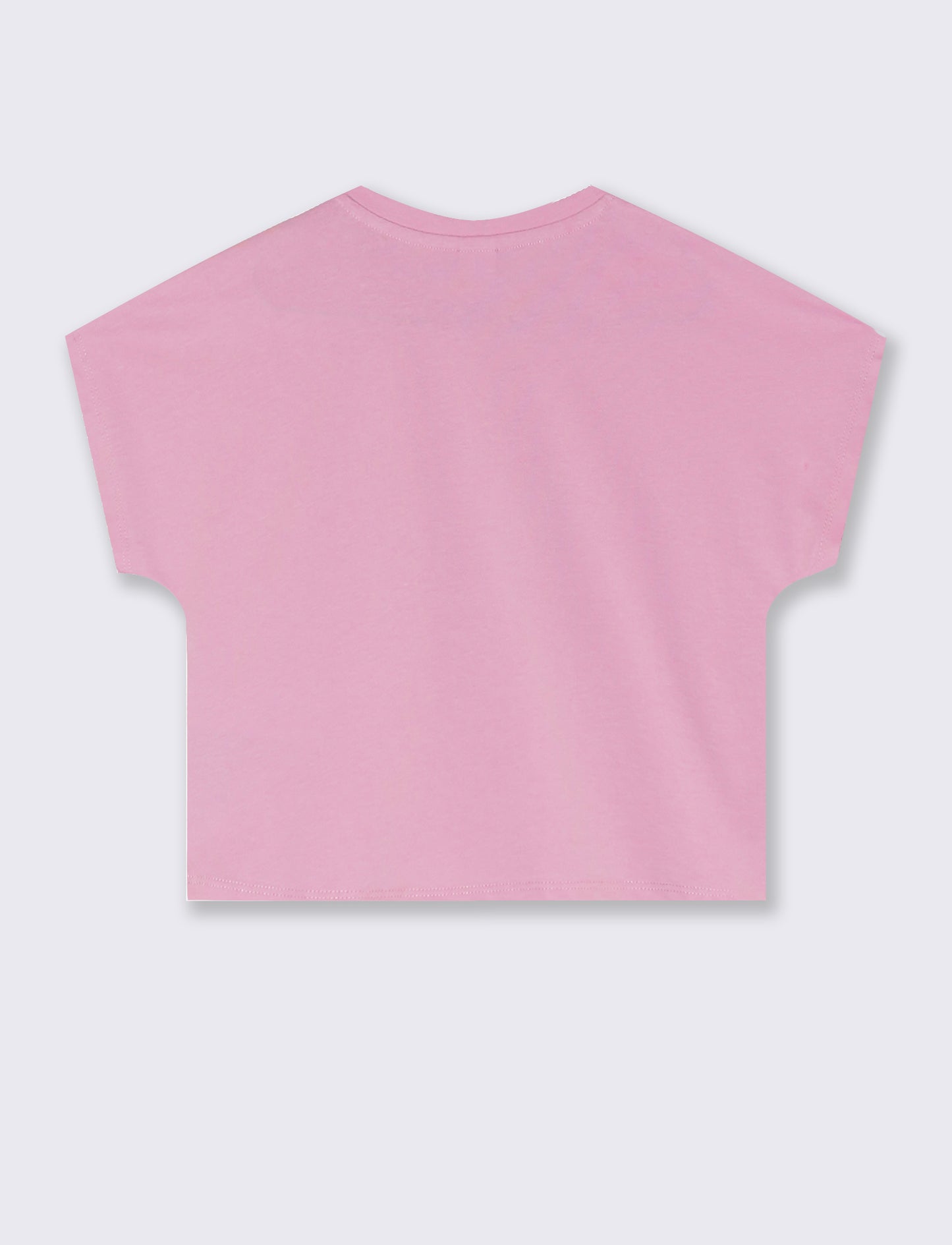 T-Shirt Over in Cotone con Ricamo Fiore - Rosa